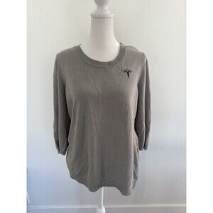 Women’s Gray Tesla Merch 3/4 Sleeve Sweater With Tesla Logo Medium